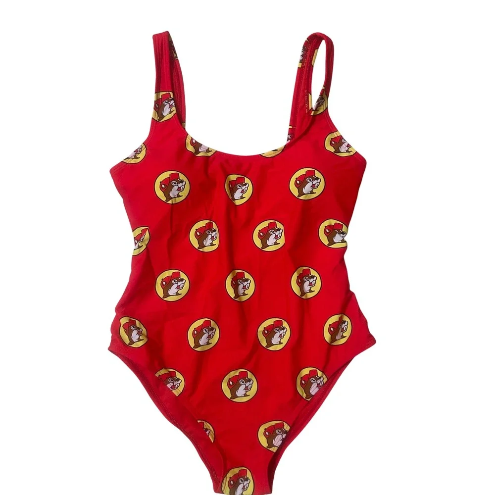 Buc-ee's One Piece Swimsuit Women XS Red Excellent Logo Print
